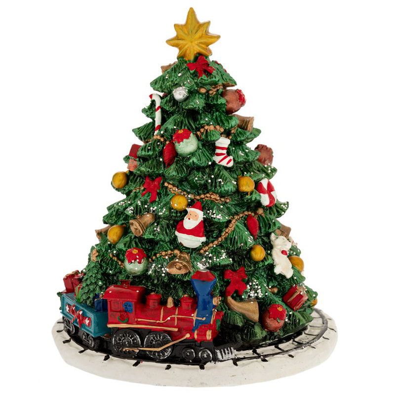 Christmas green color resin winding tree with music 12x12x14.5cm, , medium-null