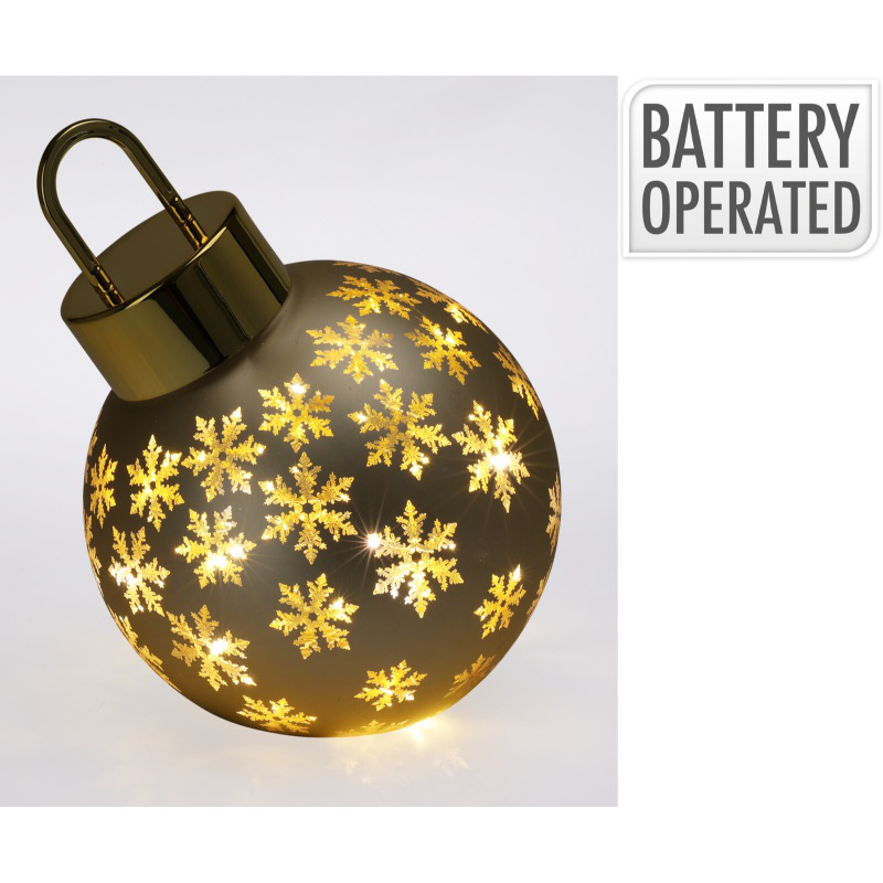 Christmas ball with led 20cm - matt gold, , medium-null