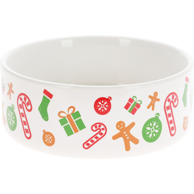 Christmas dog bowl ceramic 16cm, , medium