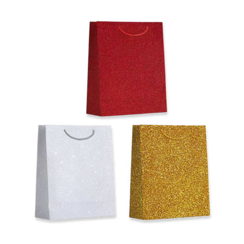 Paper gift bag plain glitter 26x32x10cm (1pc random selection), , medium-null
