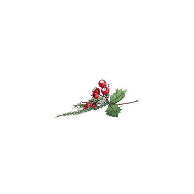 Christmas branch with red berries 25cm, , medium