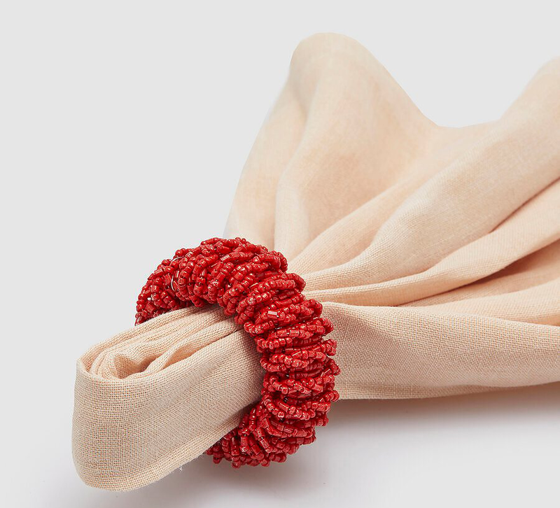Red round beaded napkin holder, , medium-null