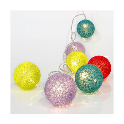 10 christmas battery lights in the shape of colored ball with warm white lighting, Multicolor, medium