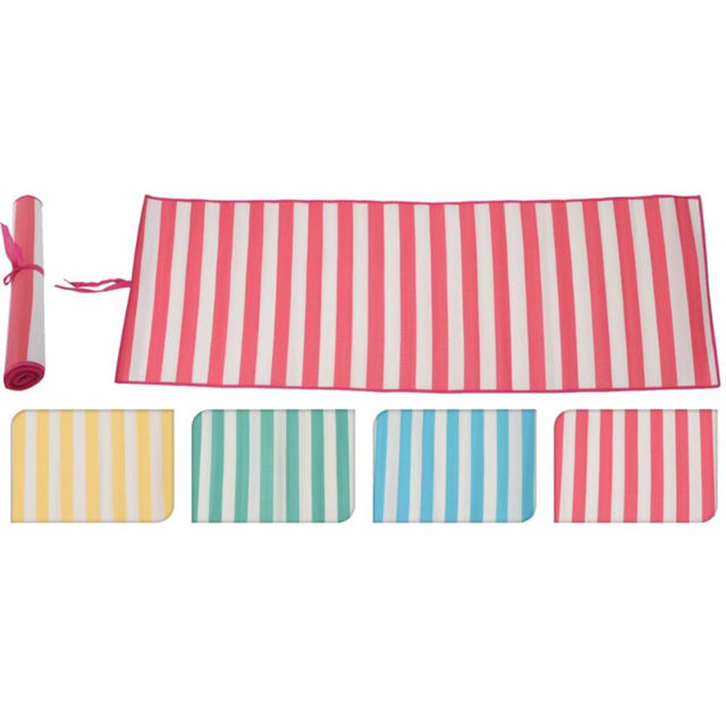 Beach mat pp 180x60cm stripe 4 assorted colors, , medium-null
