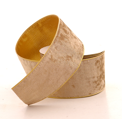 Polyester velvet gold ribbon, , medium