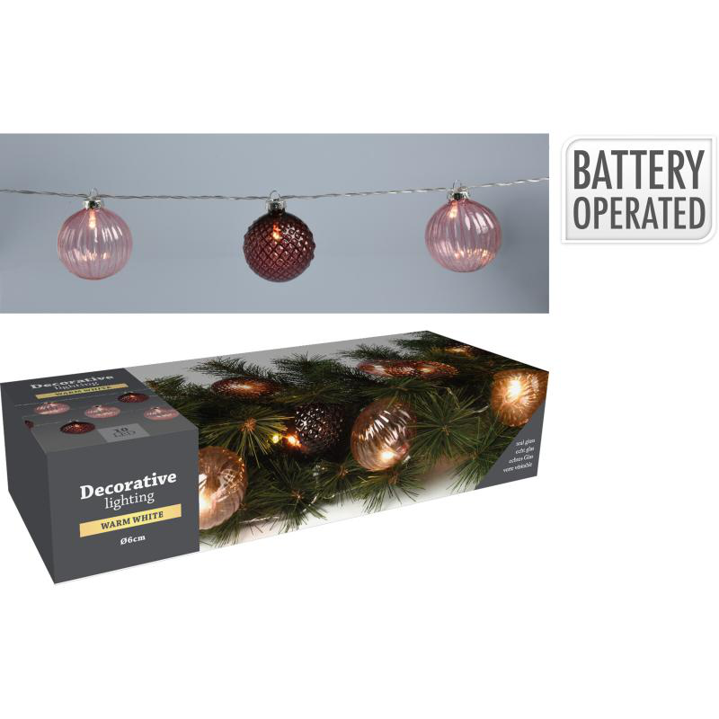Product image: Led chain with glass ball 6cm 10led, , medium-null