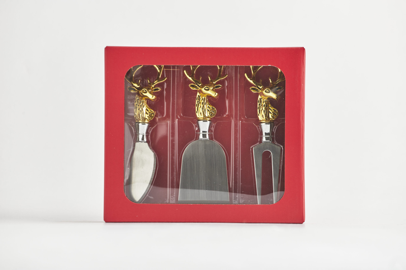 Product image: Cheese knives with gold deer set 3pcs, , medium-null