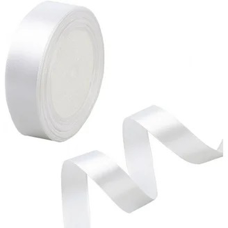 Ribbon satin 2cm x 25y white, , medium-null