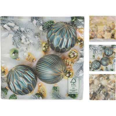 Christmas napkins 33x33cm 16pcs - assorted designs, , medium