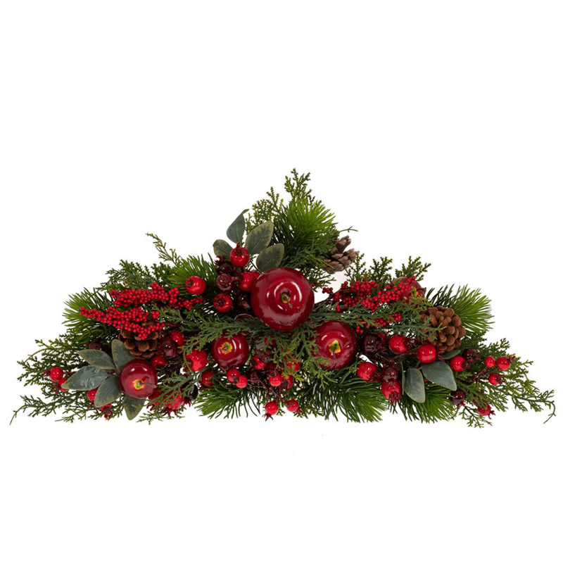 Green swag with red berries/pine cones/pomegranates, , medium-null