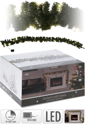 Xmas garland 30led 270cm timer, , medium