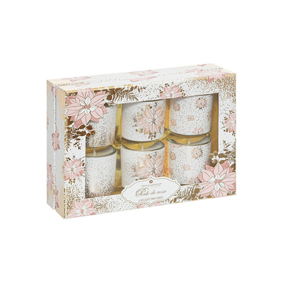 Set of christmas candles 6 pcs pink, Pink, medium