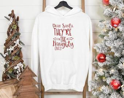 Hoodie christmas kids naughty ones, White, medium