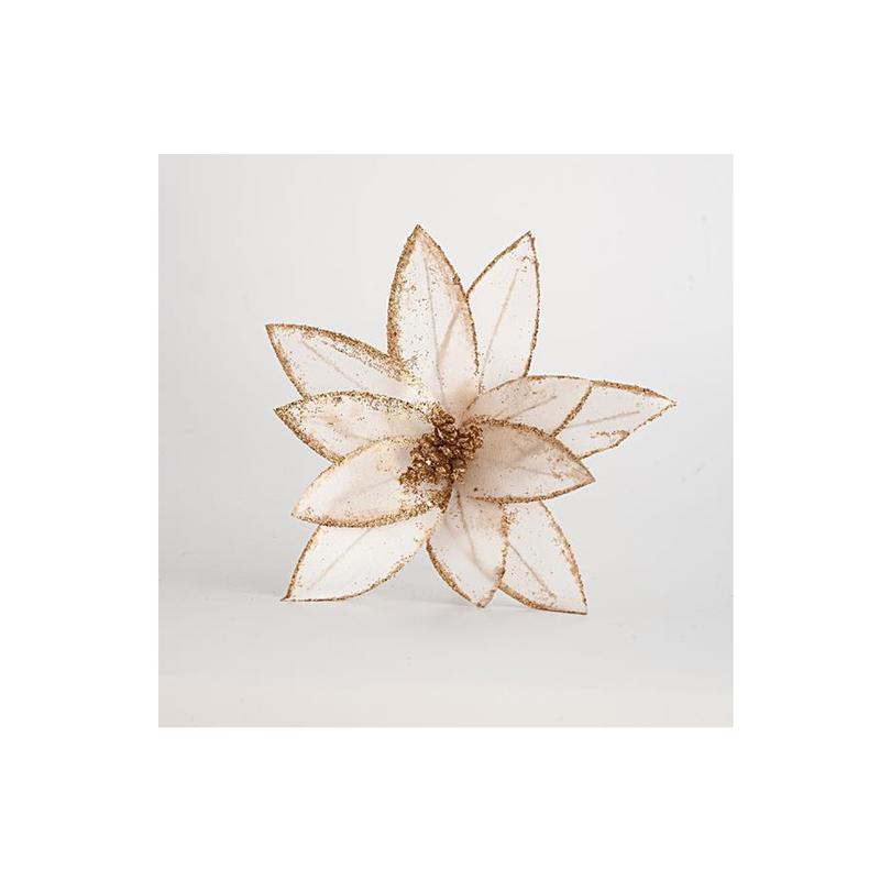 Product image: Christmas decorative flower white with gold 24cm-null