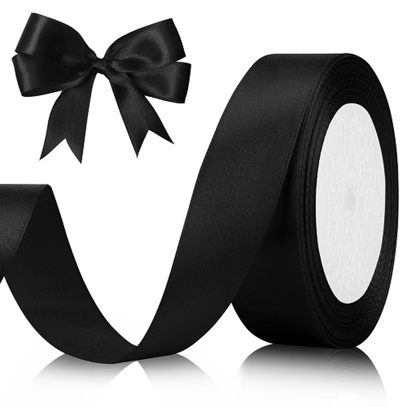 Ribbon satin 2cm x 25y black, , medium-null