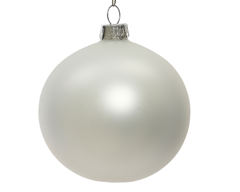 Glass bauble d.8cm wbox 6 pcs winter white matt, , medium-null