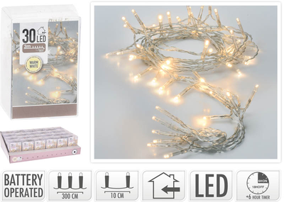 Led lights with timer 30pcs 8m - warm white, , medium