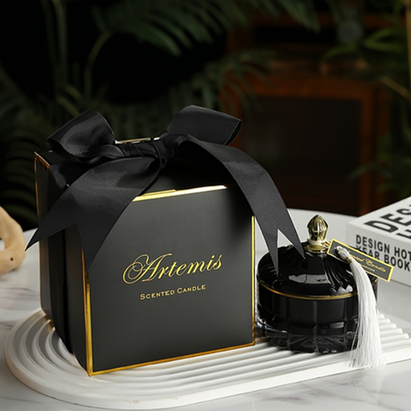 Scented candle with black candle holder gift set, , medium-null