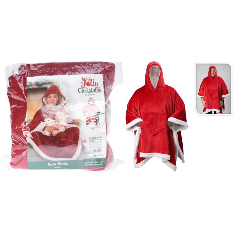 Product image: Christmas poncho for adults - red, , medium-null