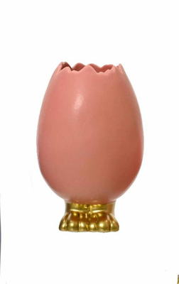 Vase dolomite egg handmade - coral, Coral, medium