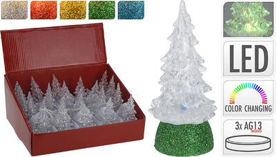 Xmas tree with color chainging led 10cm - 5 assorted designs, , medium