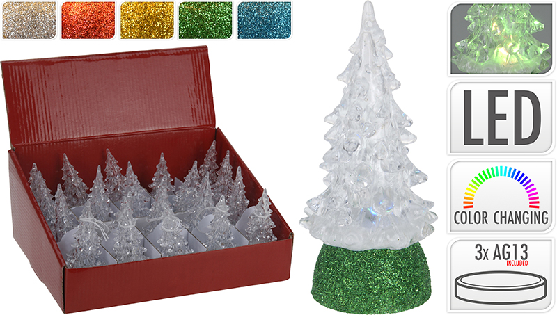 Xmas tree with color chainging led 10cm - 5 assorted designs, , medium image number null