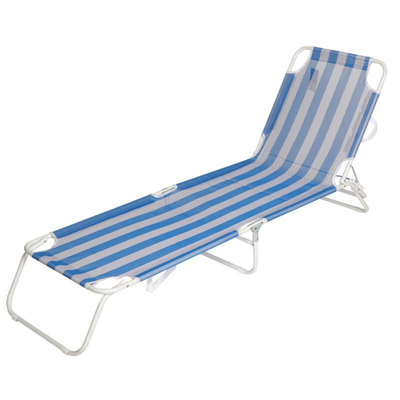 Paros steel folding lounge bed 188x55x24cm - white/blue stripes, , medium