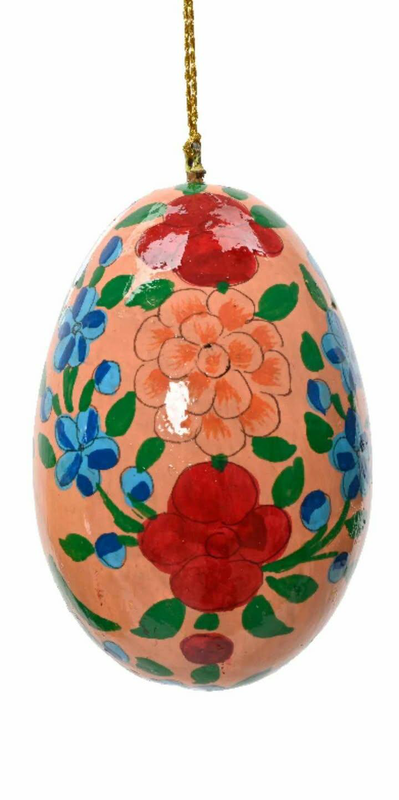 Wooden egg handpainted lacker - peach-null