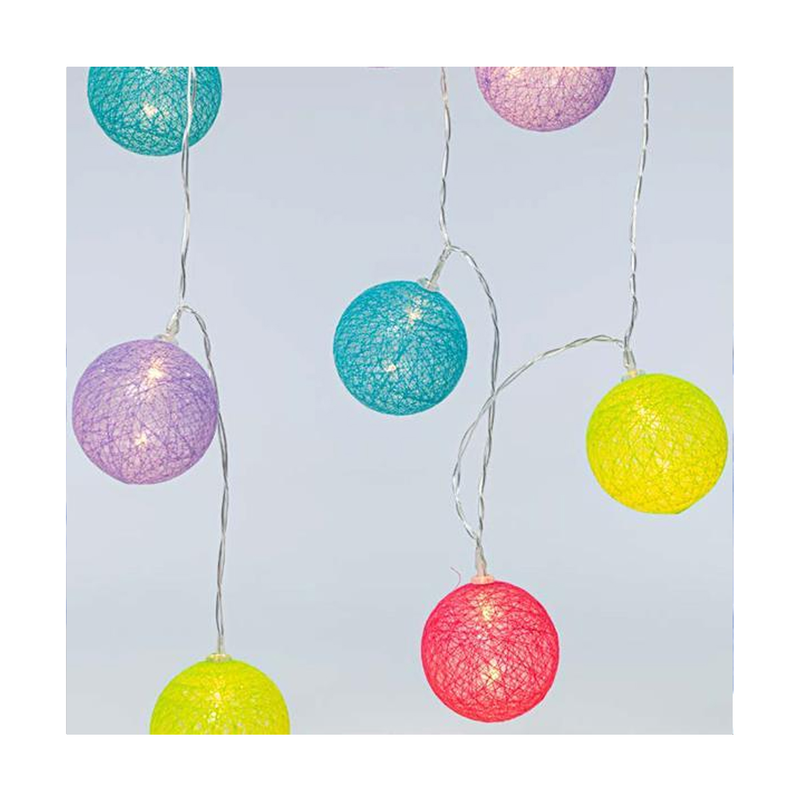10 christmas lights in a row in the shape of a white ball with warm white lighting-null
