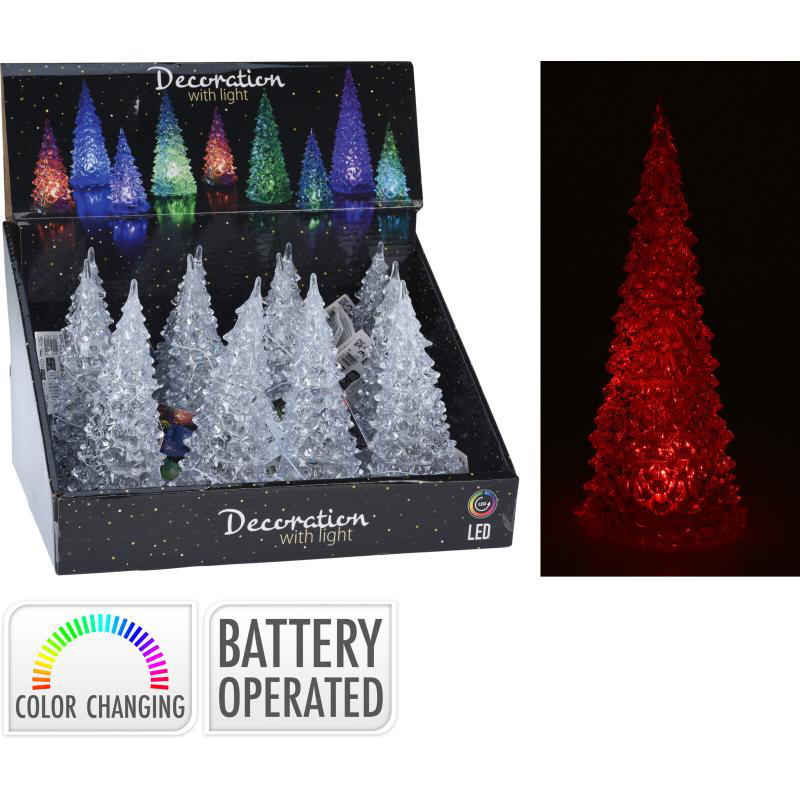 Ακρυλικο χριστουγεννιατικο δεντρο με led 17cm, , medium-null