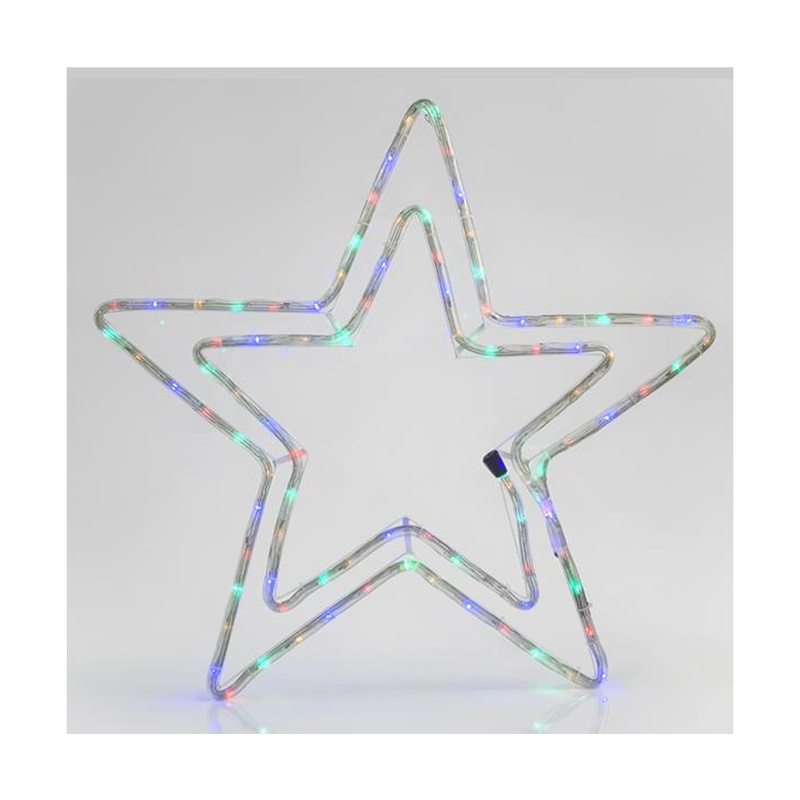 Led christmas star double outline with multicolor lights image number null
