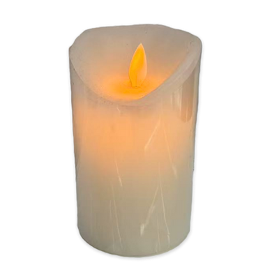 Led battery candle 7.5x17.5cm ivory white yellow light, , medium