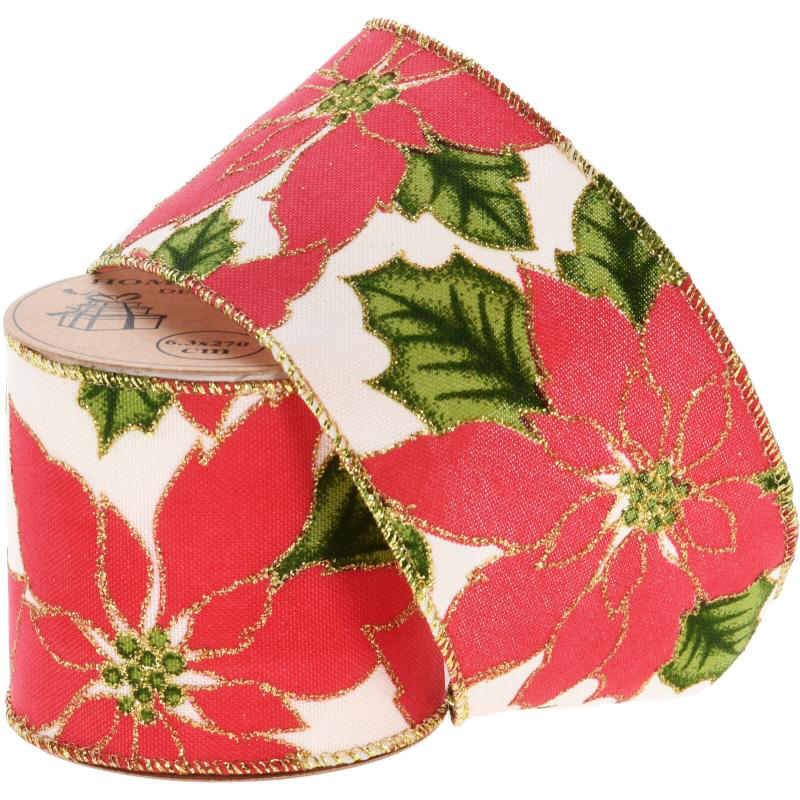 Ribbon 63mm xmas flower - assorted designs, , medium-null