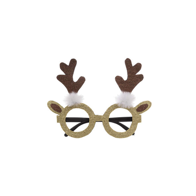 Christmas glasses with reindeer horns gold/brown, , medium