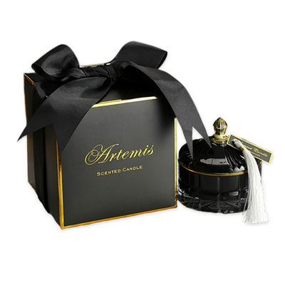 Scented candle with black candle holder gift set, , medium