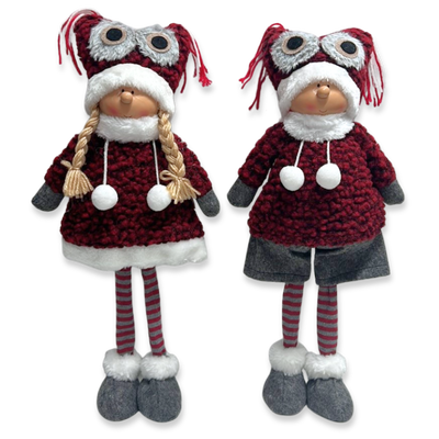 Xmas standing boy/girl 20x12x48cm (1 pcs), Red, medium