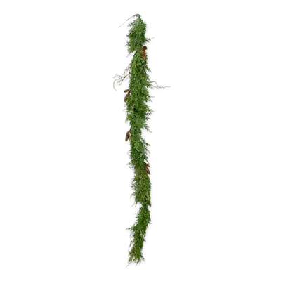 Xmas green artificial garland 1.35m, , medium