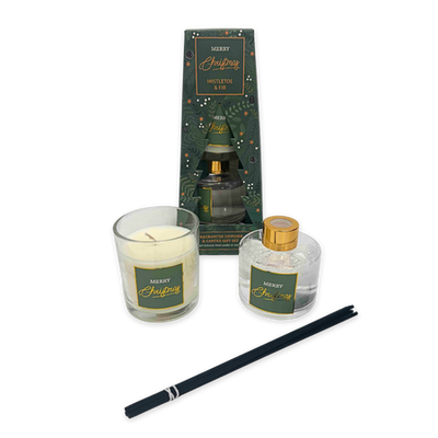 Xmas diffuser & candle gift set mistletoe & fir, , medium