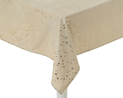 Tablecloth velvet champagne gold/light green - cream, Cream, medium