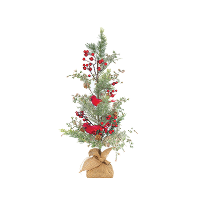 Christmas tree with berries and birds in a bag 70cm, , medium