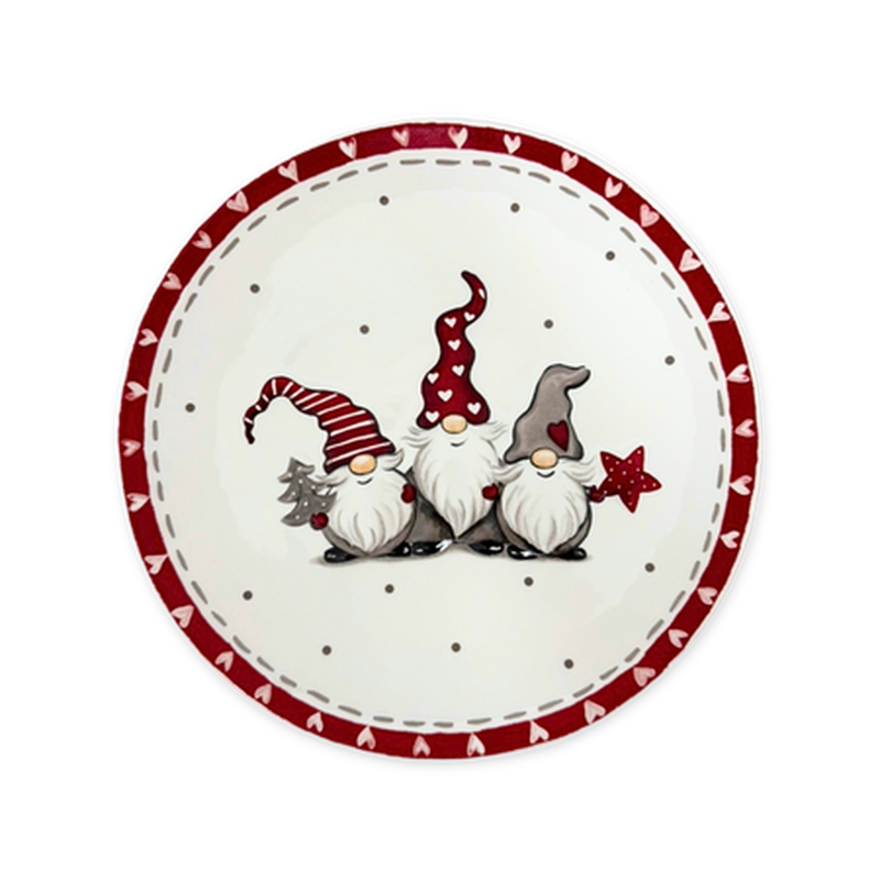Product image: Xmas ceramic plate santa dwarf 24.6x24.6x2.2cm, , medium-null