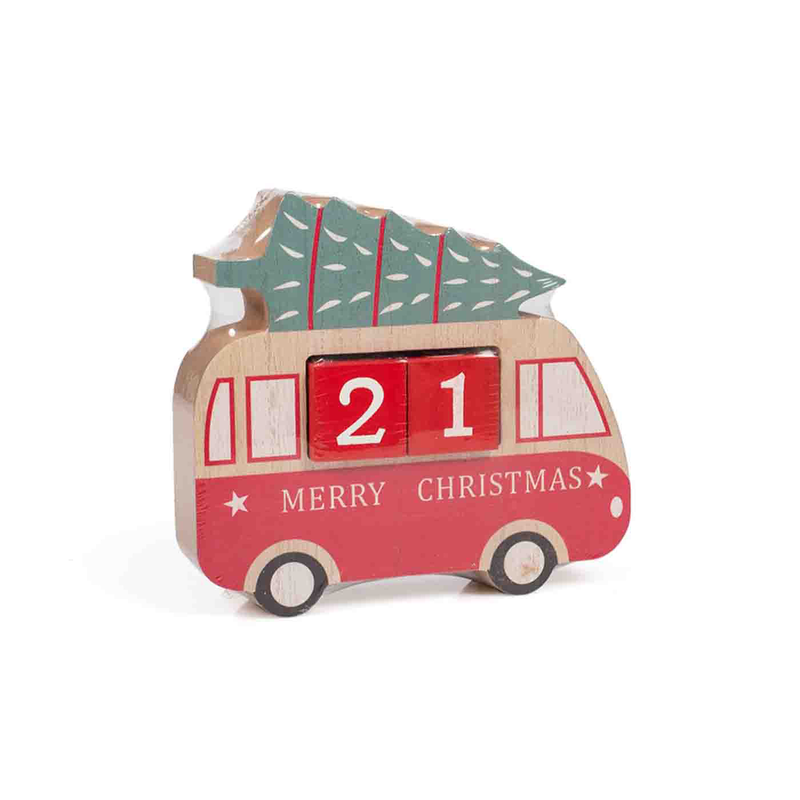 Christmas decorative calendar wooden bus, , medium-null