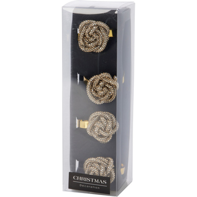 Christmas  napkin ring set of 4 gold - assorted designs, , medium