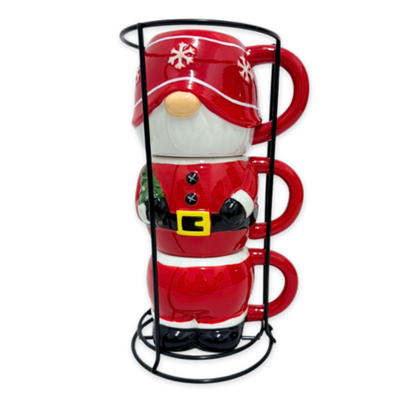 Product image: Xmas ceramic mug 3pcs set santa with metal stand, , medium-null