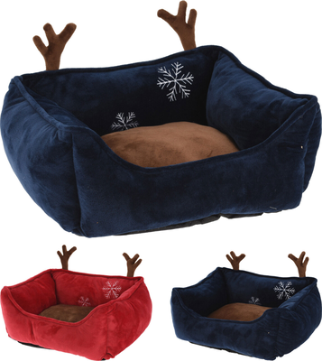 Xmas pet bed rectangular 45x40x19cm 1pc 2 assorted colors, , medium