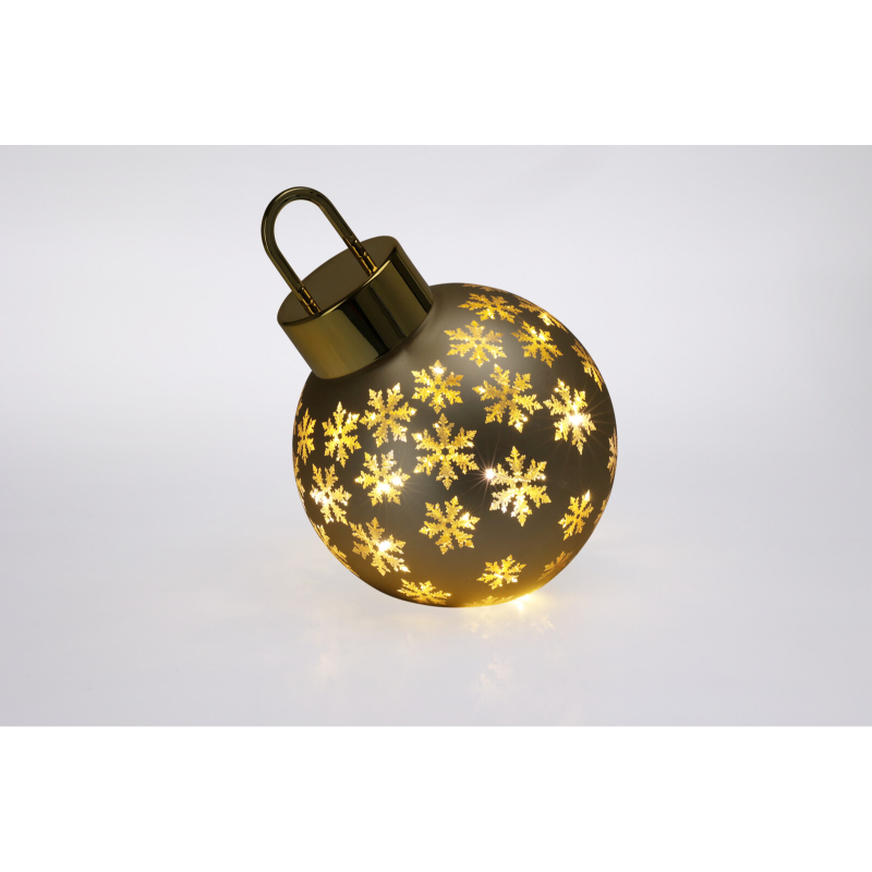 Christmas ball with led 20cm - matt gold, , medium-null