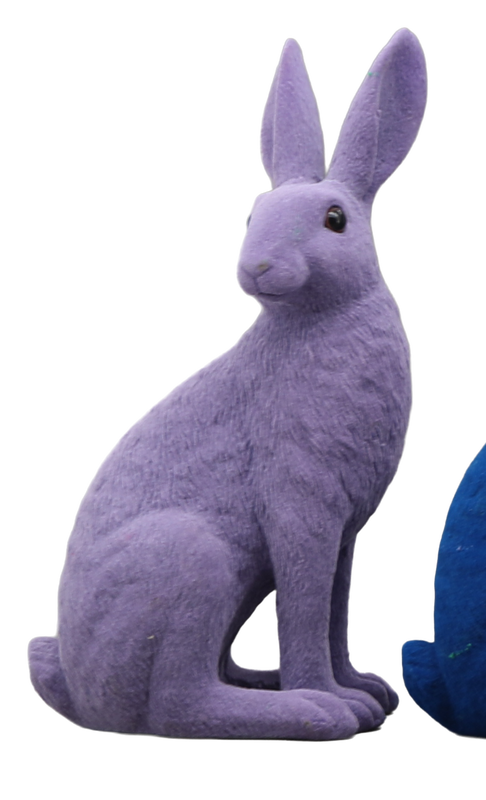 Small/large purple/blue/green/grey/orange/pink/yellow/fuchsia rabbit figurine - green , large-null