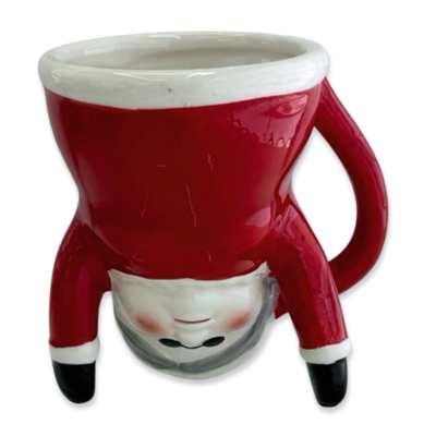 Xmas ceramic mr & mrs santa upright mug  11x9x11.4cm, Red, medium