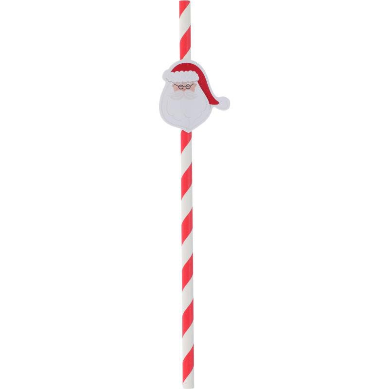 Christmas drinking paper straw paper - assorted designs, , medium-null