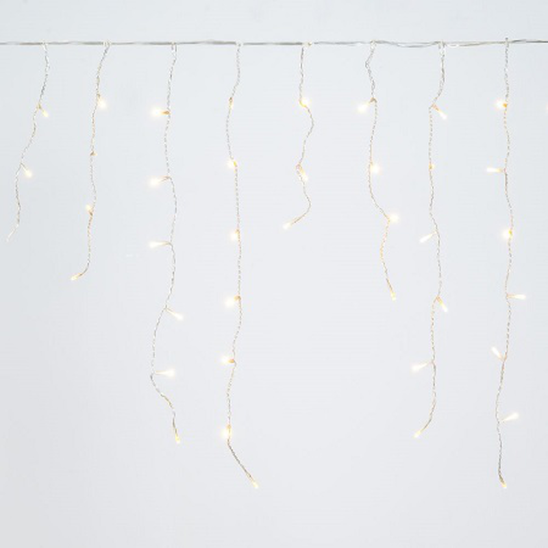 150 led icecle white clear cable not flashing 60cm x 300cm connectable ip44 for indoor & outdoor use, , medium-null
